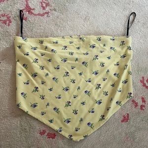 Forever 21 yellow tub top with purple flowers in size medium.